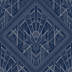 Gold and white seamless pattern with art deco ornament