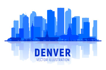 Denver ( Colorado ) skyline silhouette at white background. Vector Illustration. Business travel and tourism concept with modern buildings.