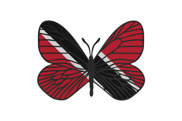 Butterfly wings in color of national flag. Clip art on white background. Trinidad and Tobago