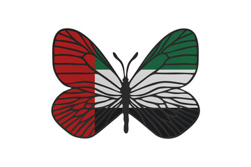 Butterfly wings in color of national flag. Clip art on white background. United Arab Emirates