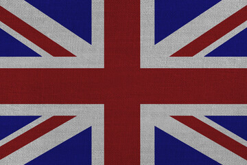 Patriotic textile background in colors of national flag. United Kingdom
