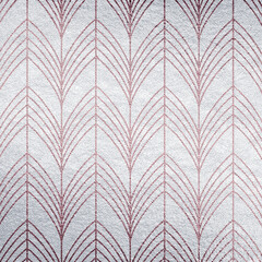 Silver Art Deco abstract background. Leather texture with pink geometric pattern. Scrapbook paper