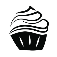 Cake in an interesting style. A simple vector illustration suitable for use as an icon or logo. Chocolate color. Blank for the logo 