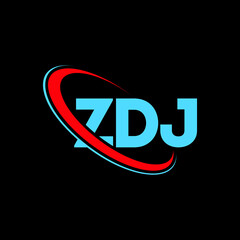 ZDJ logo. ZDJ letter. ZDJ letter logo design. Initials ZDJ logo linked with circle and uppercase monogram logo. ZDJ typography for technology, business and real estate brand. - obrazy, fototapety, plakaty