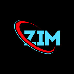 ZIM logo. ZIM letter. ZIM letter logo design. Initials ZIM logo linked with circle and uppercase monogram logo. ZIM typography for technology, business and real estate brand. - obrazy, fototapety, plakaty