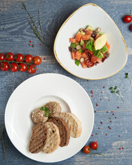Chicken Liver Pate with Bread and salad