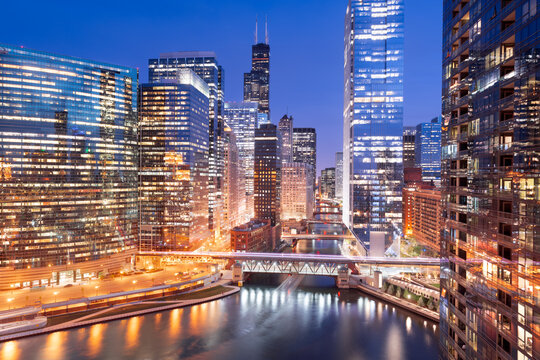 Chicago, Illinois, USA Cityscape Over the River