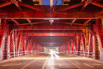 Chicago, Illinois, USA Bridge at Night - obrazy, fototapety, plakaty