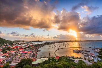 Marigot, St. Martin town skyline in the Caribbean