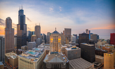 Chicago, Illinois, USA Aerial Downtown Skyline