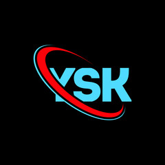 YSK logo. YSK letter. YSK letter logo design. Initials YSK logo linked with circle and uppercase monogram logo. YSK typography for technology, business and real estate brand.