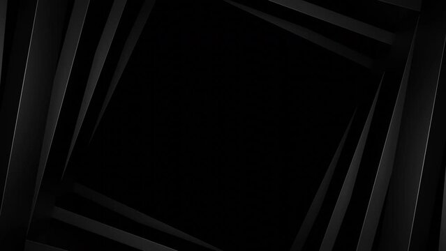 Geometric squared monochrome tunnel, seamless loop. Design. Flying through the endless dark corridor with rhombus silhouettes.