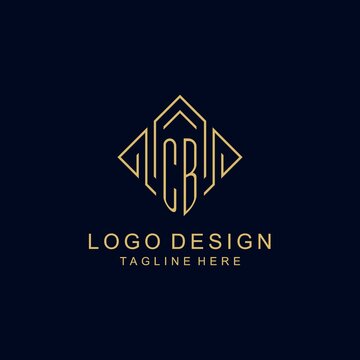 Initial logo CB monogram with rhombus line style design
