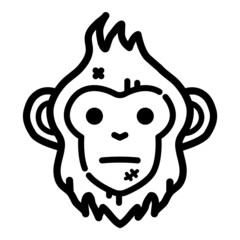 Monkey Flat Icon Isolated On White Background