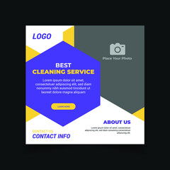 Cleaning service social media post template, Home cleaning service promotion banner