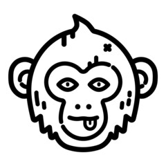 Monkey Face Flat Icon Isolated On White Background