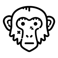 Monkey Face Flat Icon Isolated On White Background