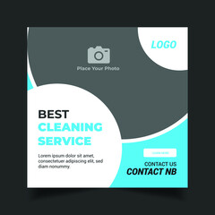 Cleaning service social media post template, Home cleaning service promotion banner