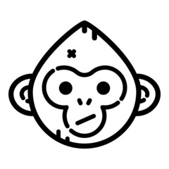 Monkey Flat Icon Isolated On White Background