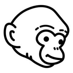 Monkey Head Flat Icon Isolated On White Background