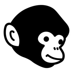 Monkey Head Flat Icon Isolated On White Background