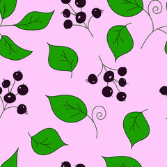 Seamless pattern with rowanberry branches.It can be used for websites, packing of gifts, fabrics, wallpapers. Vector illustration.