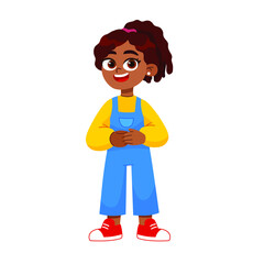 cute little kid girl happy smiling
 Flat Cartoon Vector Character Illustration.