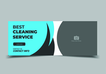 Cleaning service social media banner template, Home cleaning service web banner template
