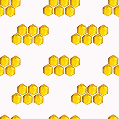 Watercolor drawing yellow honeycomb seamless cute pattern.