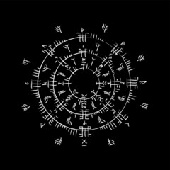 Abstract white circle runes symbol