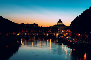Fototapeta premium sunset over the river Rome