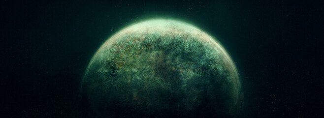 Obraz na płótnie Canvas Green planet in space.