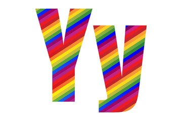 Letter Yy Rainbow Style. Modern Dynamic Colorful Alphabet Yy Vector Illustration. EPS 10