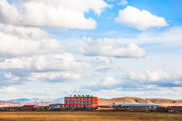 Rural area against a cloudy sky