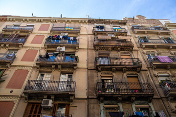Fototapeta na wymiar Barcelona city buildings, old town