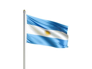 Argentina national flag waving in isolated white background. Argentina flag. 3D illustration