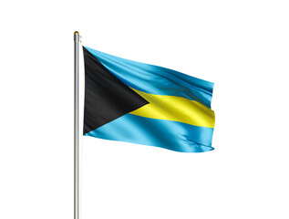 Bahamas national flag waving in isolated white background. Bahamas flag. 3D illustration