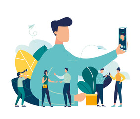 Recognition verification face identification people. Face recognition using a laser concept ID, man holds a phone in his hand and scans the application face, modern technology