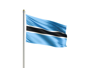 Botswana national flag waving in isolated white background. Botswana flag. 3D illustration