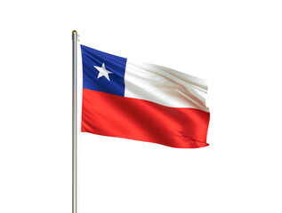 Chile national flag waving in isolated white background. Chile flag. 3D illustration