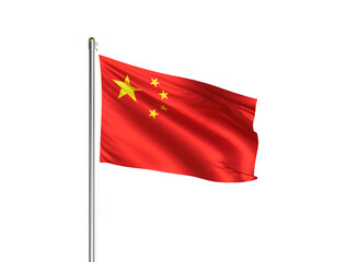 Fototapeta na wymiar China national flag waving in isolated white background. China flag. 3D illustration