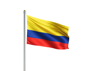 Colombia national flag waving in isolated white background. Colombia flag. 3D illustration