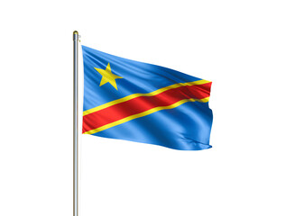 Congo national flag waving in isolated white background. Congo flag. 3D illustration