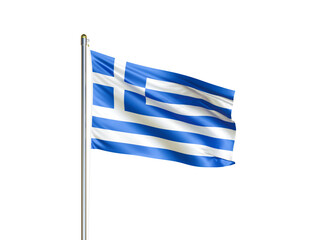 Greece national flag waving in isolated white background. Greece flag. 3D illustration