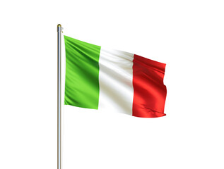 Italy national flag waving in isolated white background. Italy flag. 3D illustration