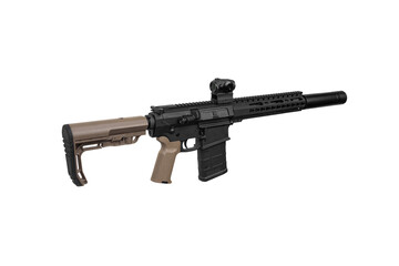 Modern automatic rifle isolated on white background. Weapons for police, special forces and the...