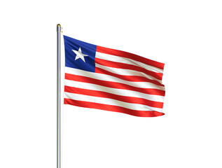 Liberia national flag waving in isolated white background. Liberia flag. 3D illustration