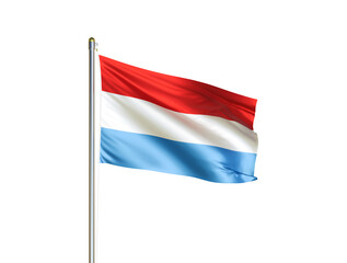 Luxembourg national flag waving in isolated white background. Luxembourg flag. 3D illustration