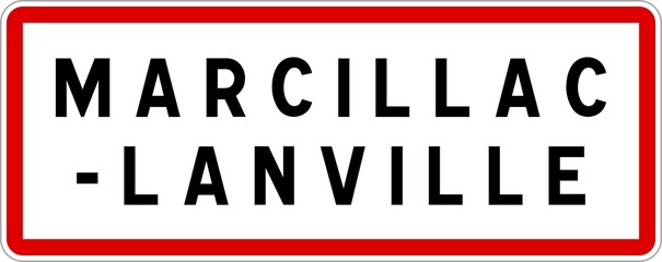 Panneau entrée ville agglomération Marcillac-Lanville / Town entrance sign Marcillac-Lanville