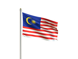 Malaysia national flag waving in isolated white background. Malaysia flag. 3D illustration